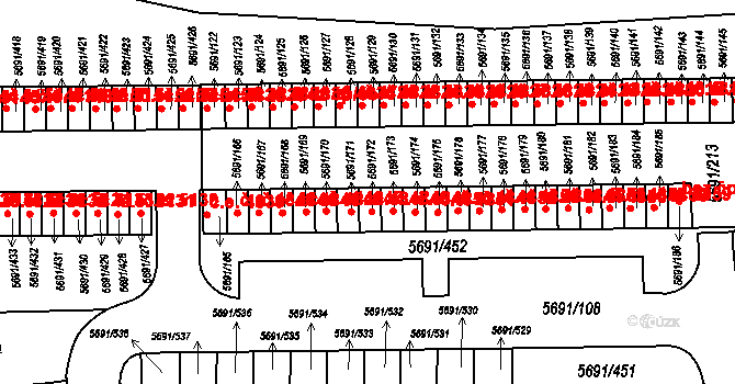 Jihlava 4848 na parcele st. 5691/172 v KÚ Jihlava, Katastrální mapa
