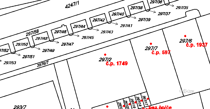Moravská Ostrava 1749, Ostrava na parcele st. 297/2 v KÚ Moravská Ostrava, Katastrální mapa