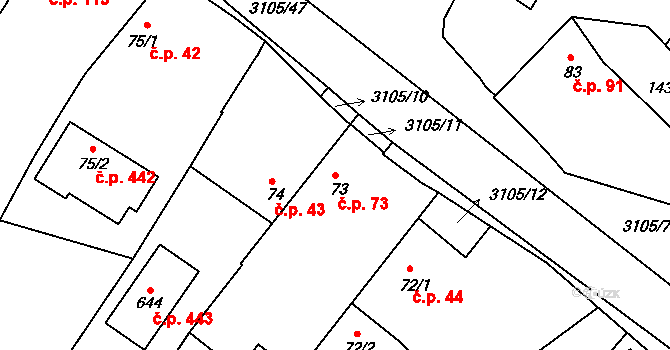 Sepekov 73 na parcele st. 73 v KÚ Sepekov, Katastrální mapa