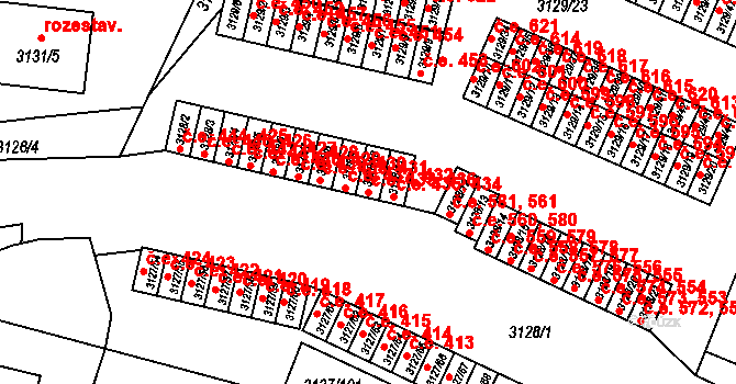 Bystřice nad Pernštejnem 433,436 na parcele st. 3128/10 v KÚ Bystřice nad Pernštejnem, Katastrální mapa