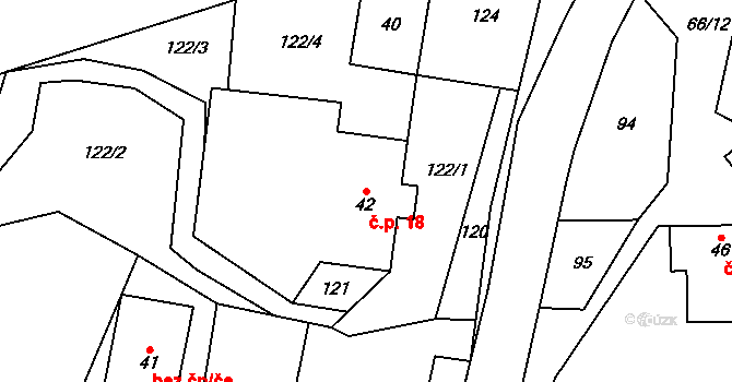 Trhonice 18, Jimramov na parcele st. 42 v KÚ Trhonice, Katastrální mapa