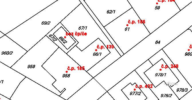 Dolní Ves 139, Fryšták na parcele st. 66/1 v KÚ Dolní Ves, Katastrální mapa