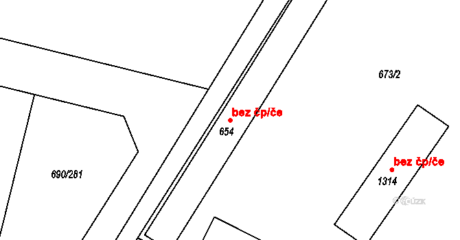 Velký Osek 39877922 na parcele st. 654 v KÚ Velký Osek, Katastrální mapa