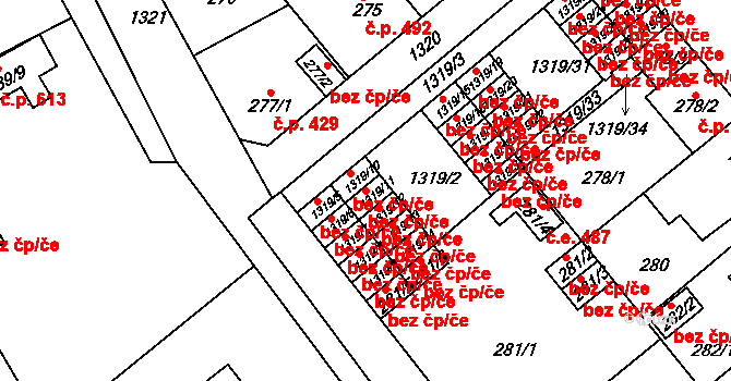 Plzeň 42833922 na parcele st. 1319/11 v KÚ Božkov, Katastrální mapa