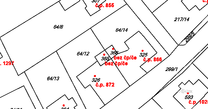 Rudná 43070922 na parcele st. 365 v KÚ Hořelice, Katastrální mapa