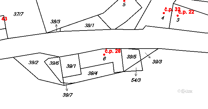 Čenkov 28, Třešť na parcele st. 6 v KÚ Čenkov u Třešti, Katastrální mapa