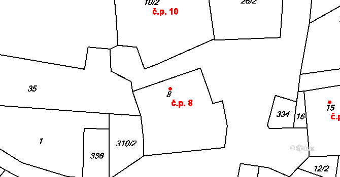 Něšov 8, Pernarec na parcele st. 8 v KÚ Něšov, Katastrální mapa
