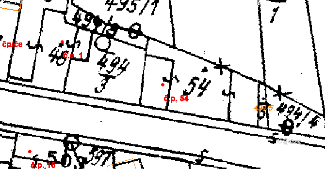 Březí 54, Žinkovy na parcele st. 54 v KÚ Březí u Žinkov, Katastrální mapa