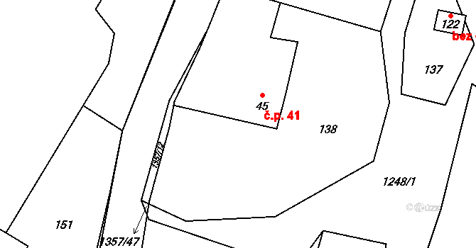 Tošovice 41, Odry na parcele st. 45 v KÚ Tošovice, Katastrální mapa