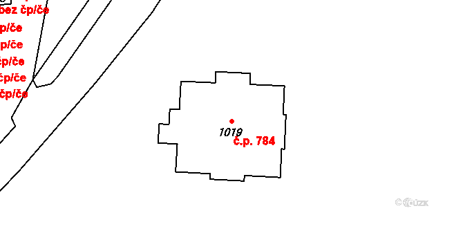 Nový Jičín 784 na parcele st. 1019 v KÚ Nový Jičín-Dolní Předměstí, Katastrální mapa