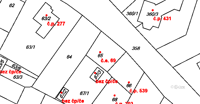 Senec 69, Zruč-Senec na parcele st. 65 v KÚ Senec u Plzně, Katastrální mapa