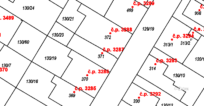 Jihlava 3287 na parcele st. 371 v KÚ Bedřichov u Jihlavy, Katastrální mapa