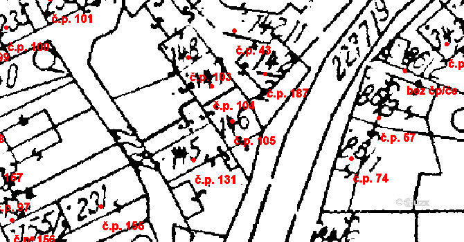 Luleč 105 na parcele st. 146 v KÚ Luleč, Katastrální mapa