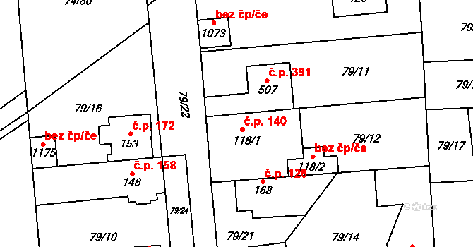 Hovorčovice 140 na parcele st. 118/1 v KÚ Hovorčovice, Katastrální mapa
