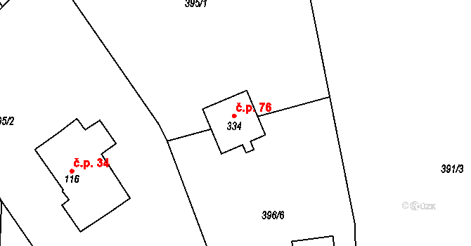 Chutnovka 76, Mírová pod Kozákovem na parcele st. 334 v KÚ Sekerkovy Loučky, Katastrální mapa