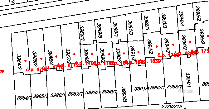 Tachov 1840 na parcele st. 3989/2 v KÚ Tachov, Katastrální mapa