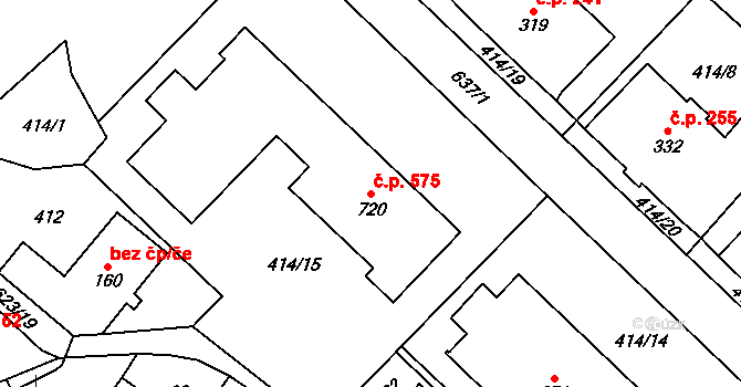 Jablonné nad Orlicí 575 na parcele st. 720 v KÚ Jablonné nad Orlicí, Katastrální mapa