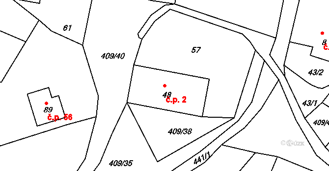 Kornice 2, Litomyšl na parcele st. 48 v KÚ Kornice, Katastrální mapa