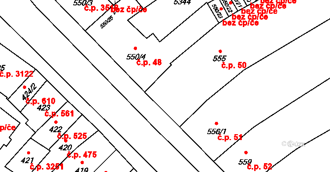 Břeclav 50 na parcele st. 555 v KÚ Břeclav, Katastrální mapa