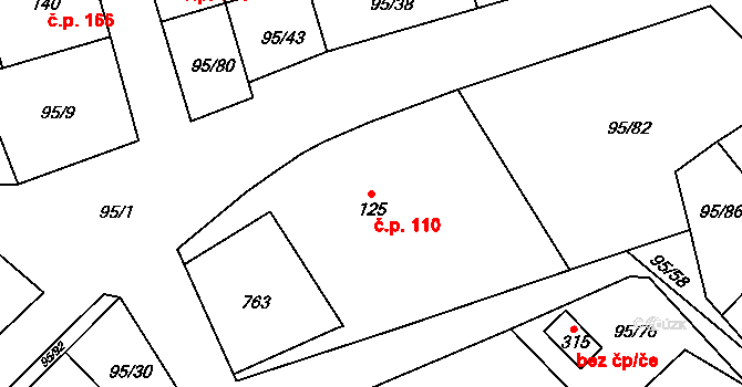 Šošůvka 110 na parcele st. 125 v KÚ Šošůvka, Katastrální mapa