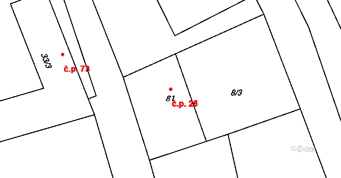 Ještětice 26, Solnice na parcele st. 81 v KÚ Ještětice, Katastrální mapa