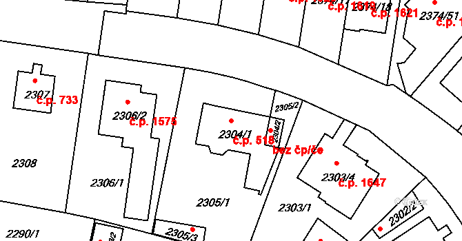 Braník 518, Praha na parcele st. 2304/1 v KÚ Braník, Katastrální mapa