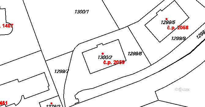 Dejvice 2059, Praha na parcele st. 1300/2 v KÚ Dejvice, Katastrální mapa