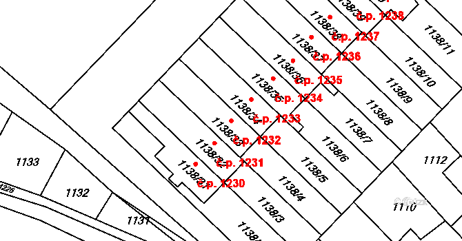 Kuřim 1232 na parcele st. 1138/33 v KÚ Kuřim, Katastrální mapa