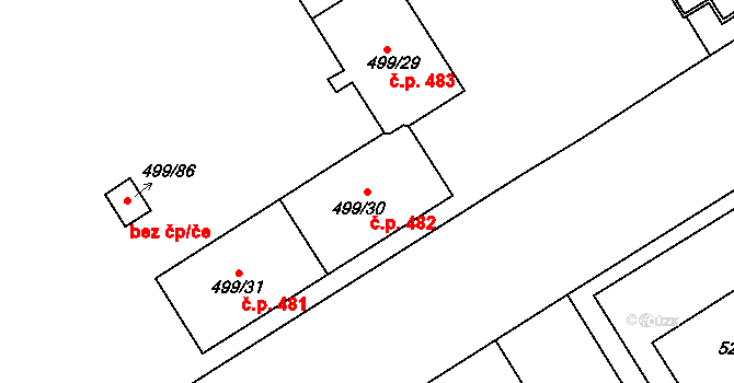 Ráj 482, Karviná na parcele st. 499/30 v KÚ Ráj, Katastrální mapa