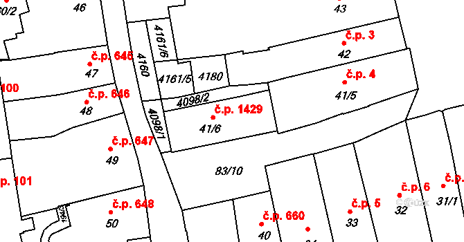 Lipník nad Bečvou I-Město 1429, Lipník nad Bečvou na parcele st. 41/6 v KÚ Lipník nad Bečvou, Katastrální mapa