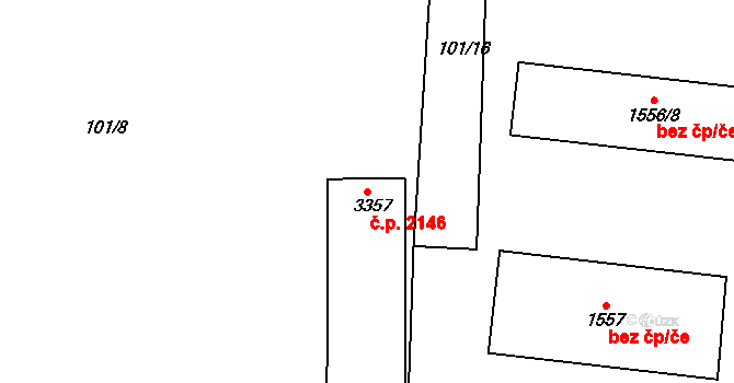 Předměstí 2146, Svitavy na parcele st. 3357 v KÚ Svitavy-předměstí, Katastrální mapa
