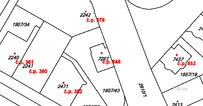 Kolín IV 846, Kolín na parcele st. 7287 v KÚ Kolín, Katastrální mapa