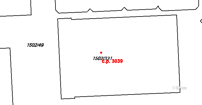 Tábor 3039 na parcele st. 1502/331 v KÚ Tábor, Katastrální mapa