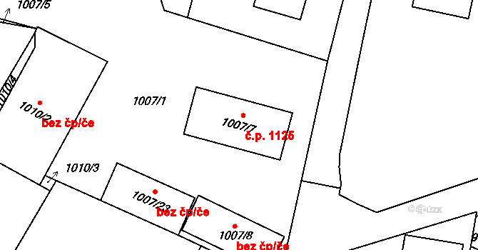 Chodov 1125 na parcele st. 1007/7 v KÚ Dolní Chodov, Katastrální mapa