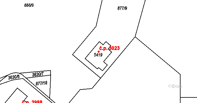 Dvůr Králové nad Labem 3023 na parcele st. 5419 v KÚ Dvůr Králové nad Labem, Katastrální mapa