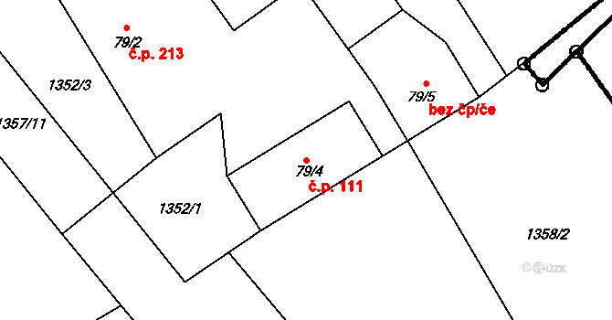 Brantice 111 na parcele st. 79/4 v KÚ Brantice, Katastrální mapa