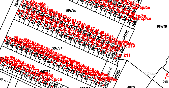 Mariánské Lázně 35 na parcele st. 886 v KÚ Mariánské Lázně, Katastrální mapa