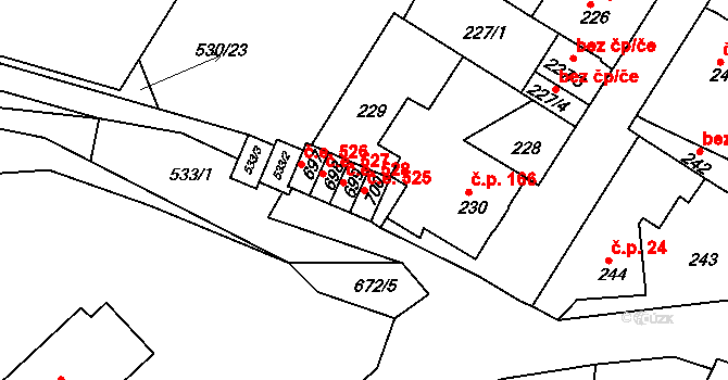 Děčín VII-Chrochvice 525, Děčín na parcele st. 700 v KÚ Chrochvice, Katastrální mapa