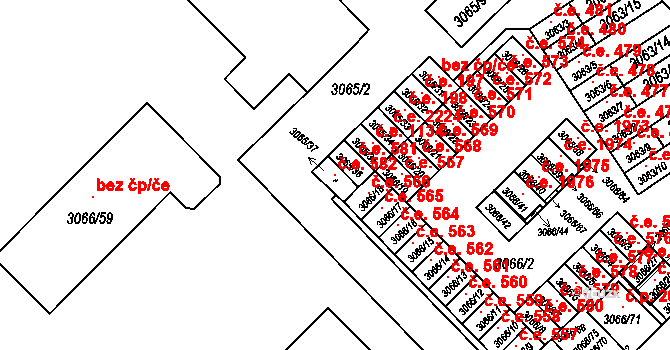 Český Těšín 582 na parcele st. 3065/37 v KÚ Český Těšín, Katastrální mapa