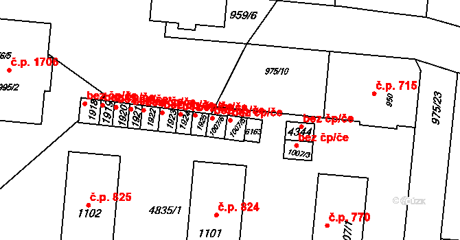 Rožnov pod Radhoštěm 42500923 na parcele st. 1007/5 v KÚ Rožnov pod Radhoštěm, Katastrální mapa