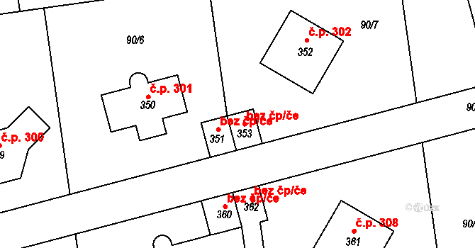 Přezletice 46122923 na parcele st. 351 v KÚ Přezletice, Katastrální mapa