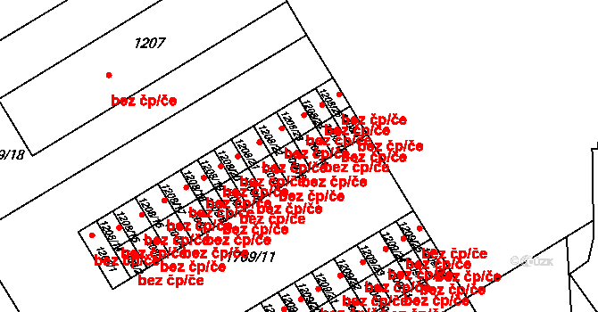 Milovice 46290923 na parcele st. 1208/10 v KÚ Milovice nad Labem, Katastrální mapa
