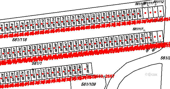 Bludovice 2599,2655, Havířov na parcele st. 581/43 v KÚ Bludovice, Katastrální mapa