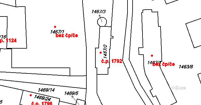 Rychnov nad Kněžnou 1792 na parcele st. 1467/2 v KÚ Rychnov nad Kněžnou, Katastrální mapa
