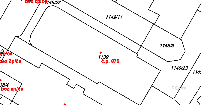 Miřetice u Klášterce nad Ohří 879, Klášterec nad Ohří na parcele st. 1139 v KÚ Miřetice u Klášterce nad Ohří, Katastrální mapa