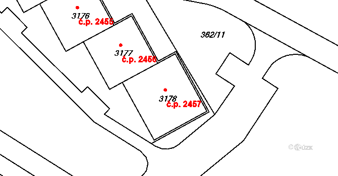 Brandýs nad Labem 2457, Brandýs nad Labem-Stará Boleslav na parcele st. 3178 v KÚ Brandýs nad Labem, Katastrální mapa