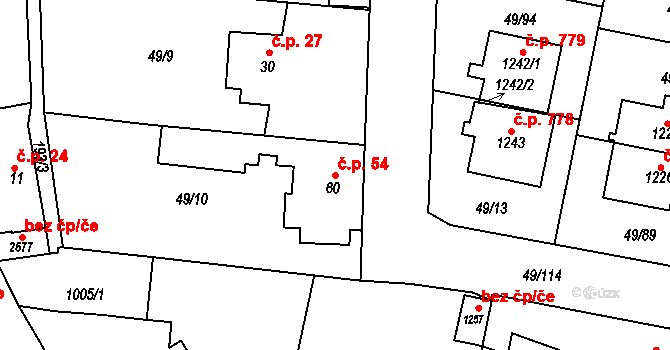 Lobeček 54, Kralupy nad Vltavou na parcele st. 60 v KÚ Lobeček, Katastrální mapa