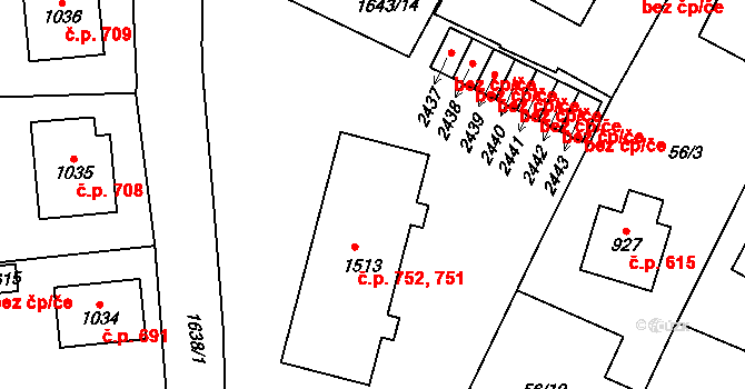 Heřmanův Městec 751,752 na parcele st. 1513 v KÚ Heřmanův Městec, Katastrální mapa