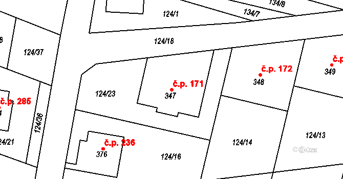Malá Skalice 171, Česká Skalice na parcele st. 347 v KÚ Malá Skalice, Katastrální mapa