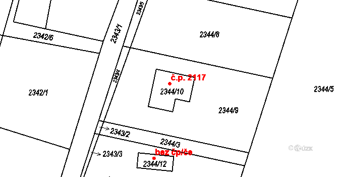 Rychvald 2117 na parcele st. 2344/10 v KÚ Rychvald, Katastrální mapa